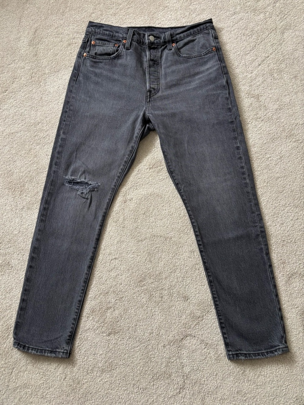 Levi's Premium 501 Skinny Grey Distressed High Rise Jeans 29x28